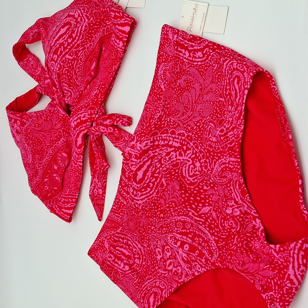 Raisins Las Virgenes Via Top Island Plus Bottom 2pc Bikini Set Red 20W